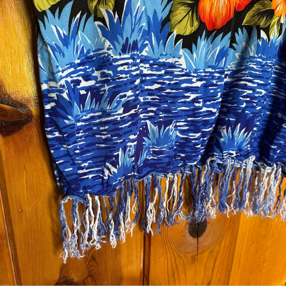Vintage InGear Blue Floral Sleeveless Dress with Fringe - Picture 4 of 5